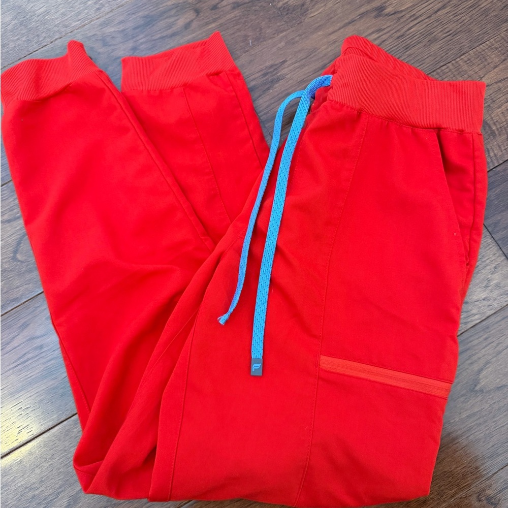 Fabletics Red Joggers With Blue Drawstring - image 1